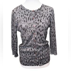 Aqua Cashmere Leopard Print Button Front Cardigan